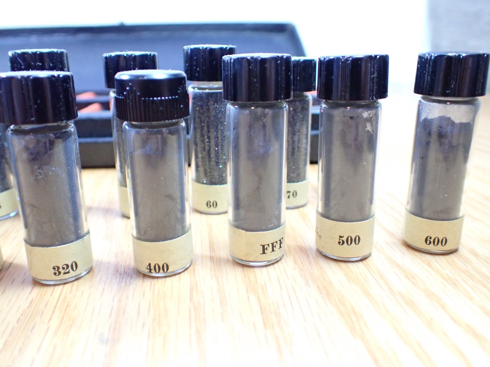 Vintage Rare Set of Carborundum Co. Sample Display Set of Grit Sizes