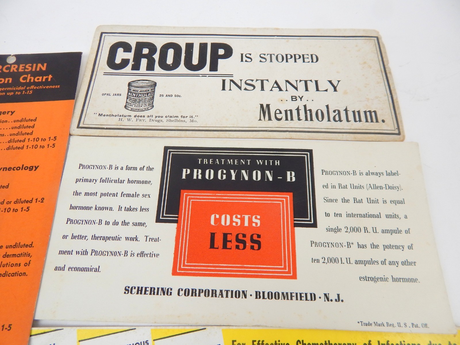 2K Lot Of 5 Pharmacy Medicine Medical Advertising Cards Drug Manufacturers VTG