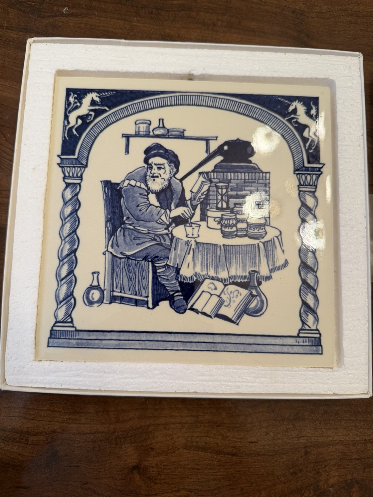 1984 Burroughs Wellcome Pharmacy Education Program Ceramic Pill Tile w/ Box