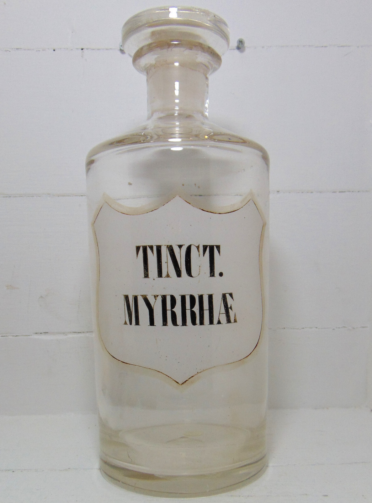 Large Chemists Stoppered Medical Jar – TINCT. MYRRHAE c1900’s