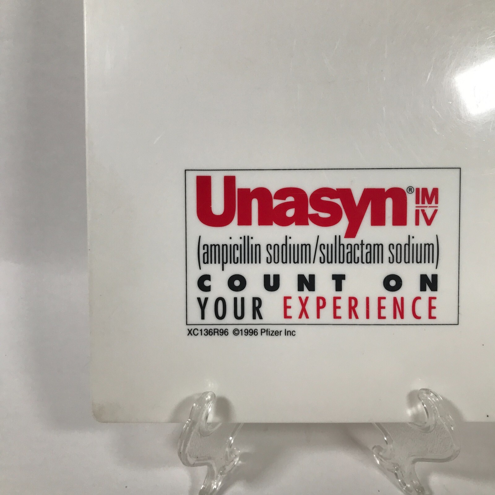 Unasyn IM/IV Ampicillin Sodium/Sulbactam Sodium White Plastic Clipboard 13.5″x9″