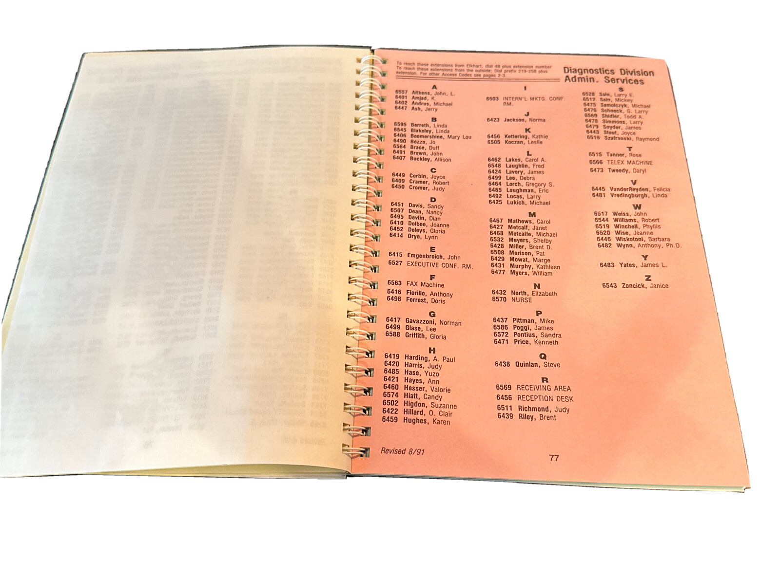 Miles Laboratories 1991 Vintage Telephone Directory Elkhart, Indiana