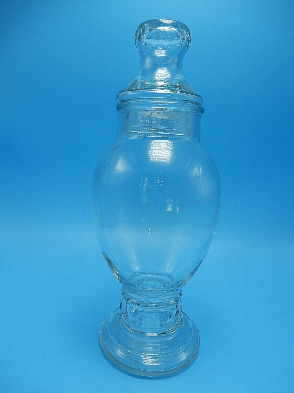 Vintage Apothecary Drug Store Footed Pedestal Jar & Lid Sand Art Display Storage