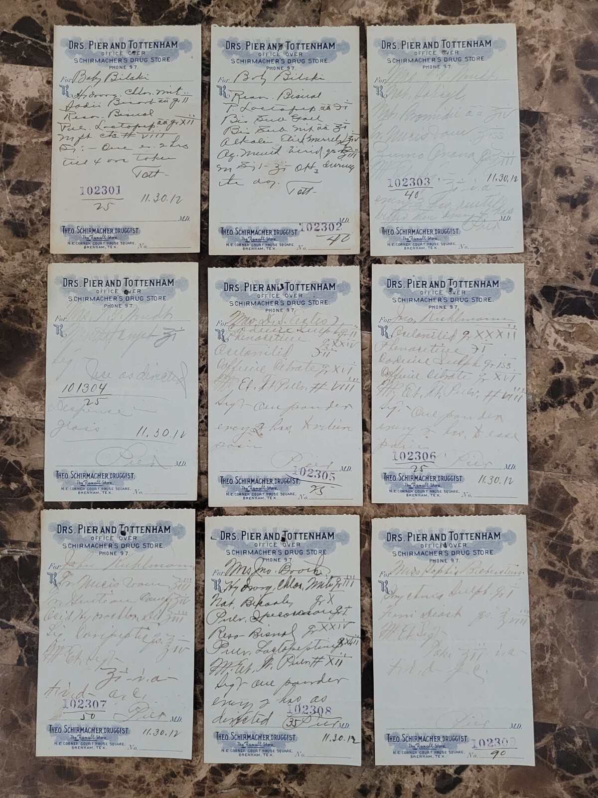 100 antique prescriptions (1912): Opium, Poppy, Dionin, Codeine & Anodyne