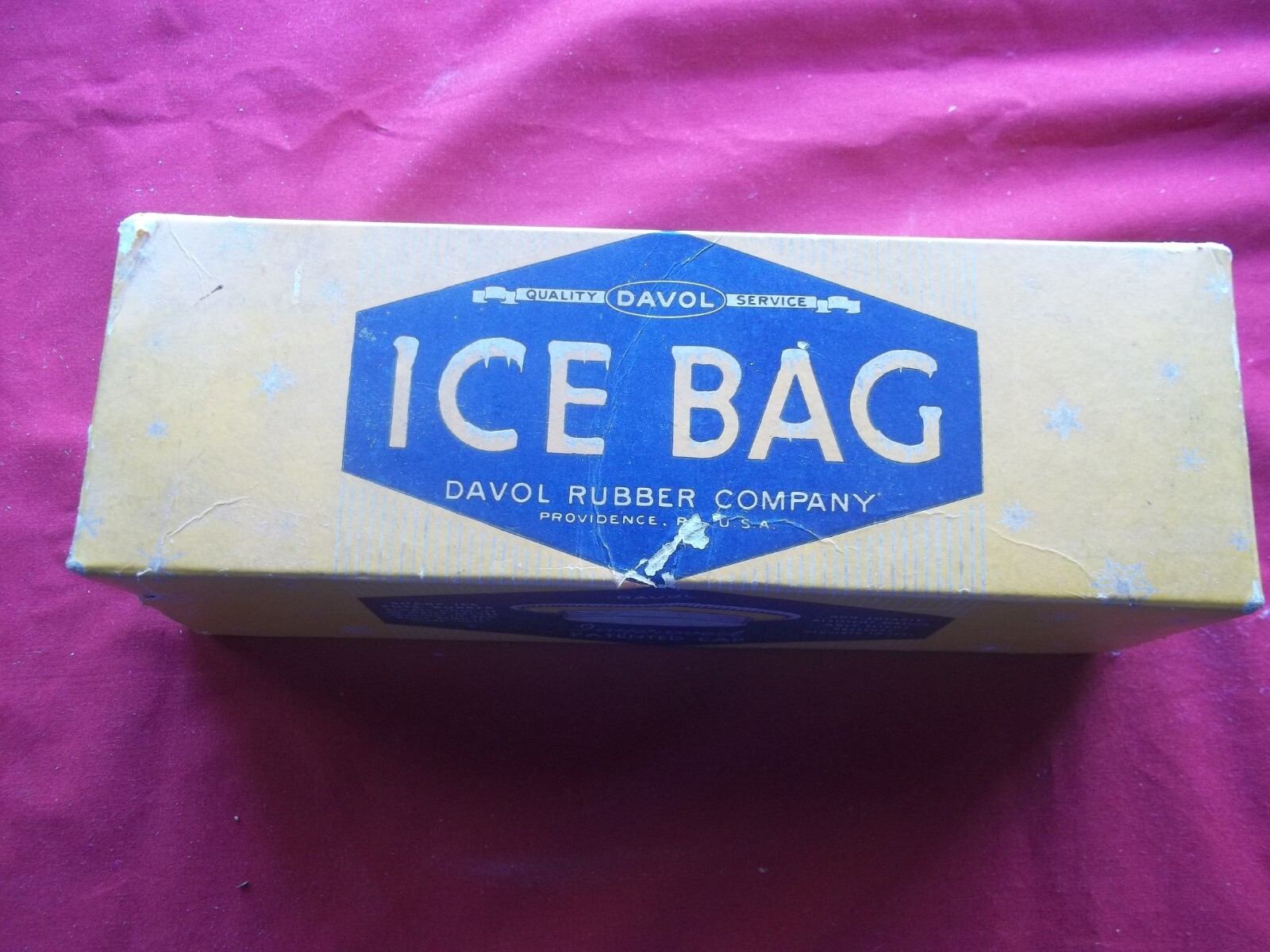 Vintage DAVOL Rubber Co #439 WWII English Ice Bag 9″ w/Original Box ~