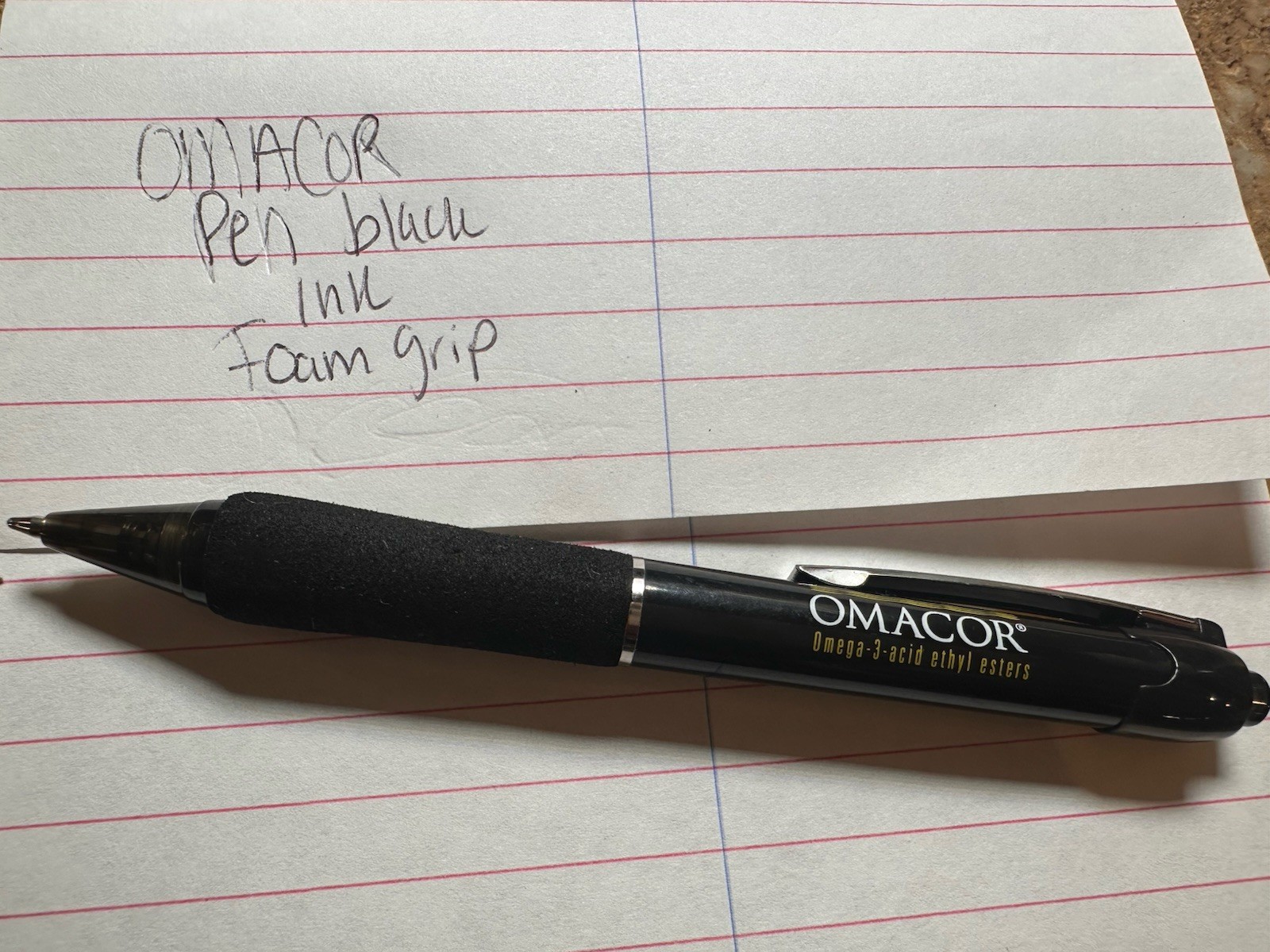 OMACOR drug Rep Pen Collectors Black Ink Click • Triglyceride Lowering Med