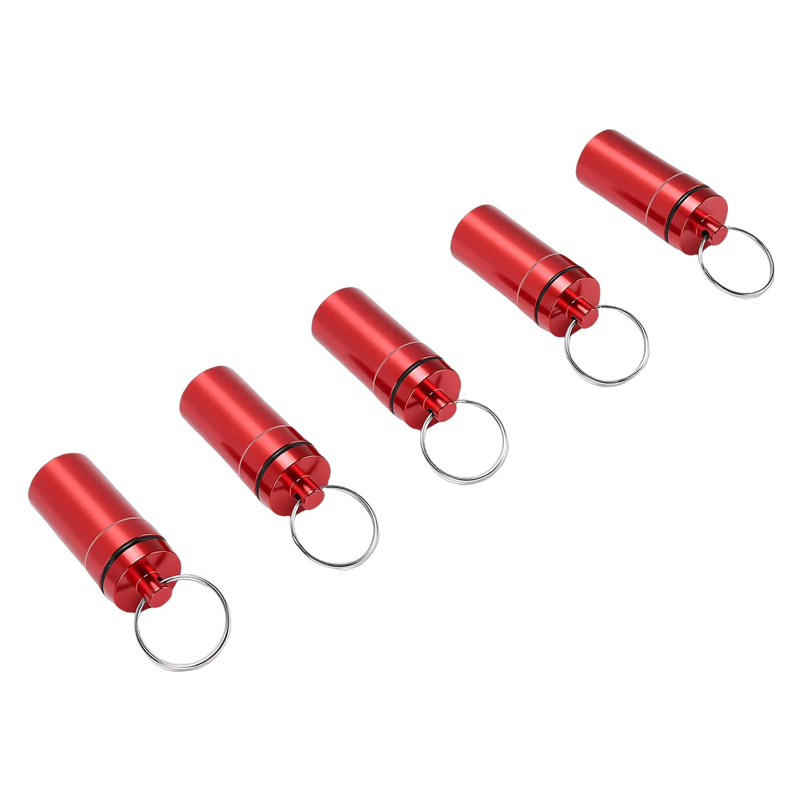 5pcs Mini Keychain Tablets Case Water Proof Outdoor Tablets Container Red