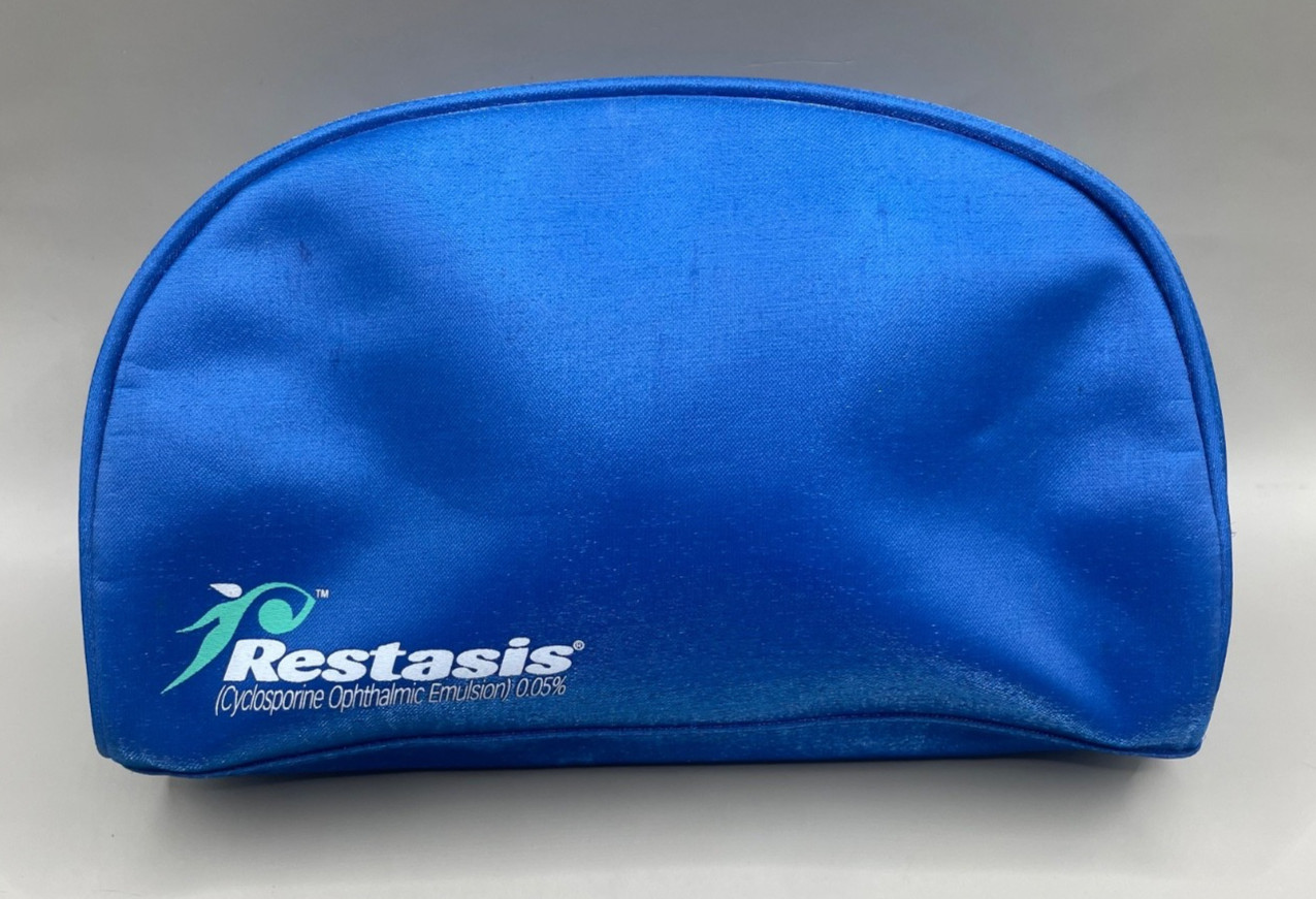 Restasis Drug Rep Promo Blue Zipper Toiletry Bag Makeup Pouch Pharma Swag