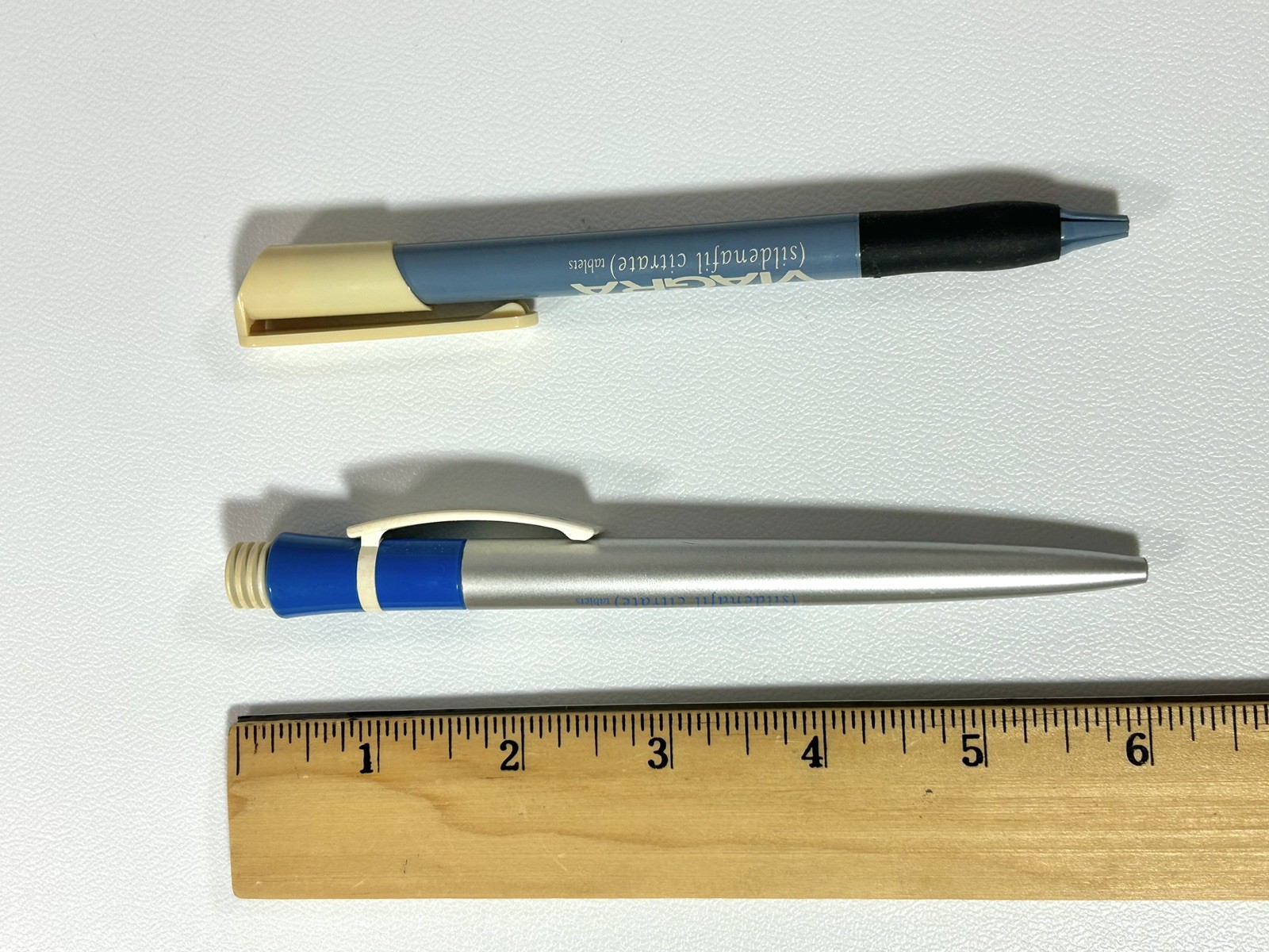 2 Vintage Viagra Pens Pfizer Drug Promotional Blue Gray Pharmaceutical