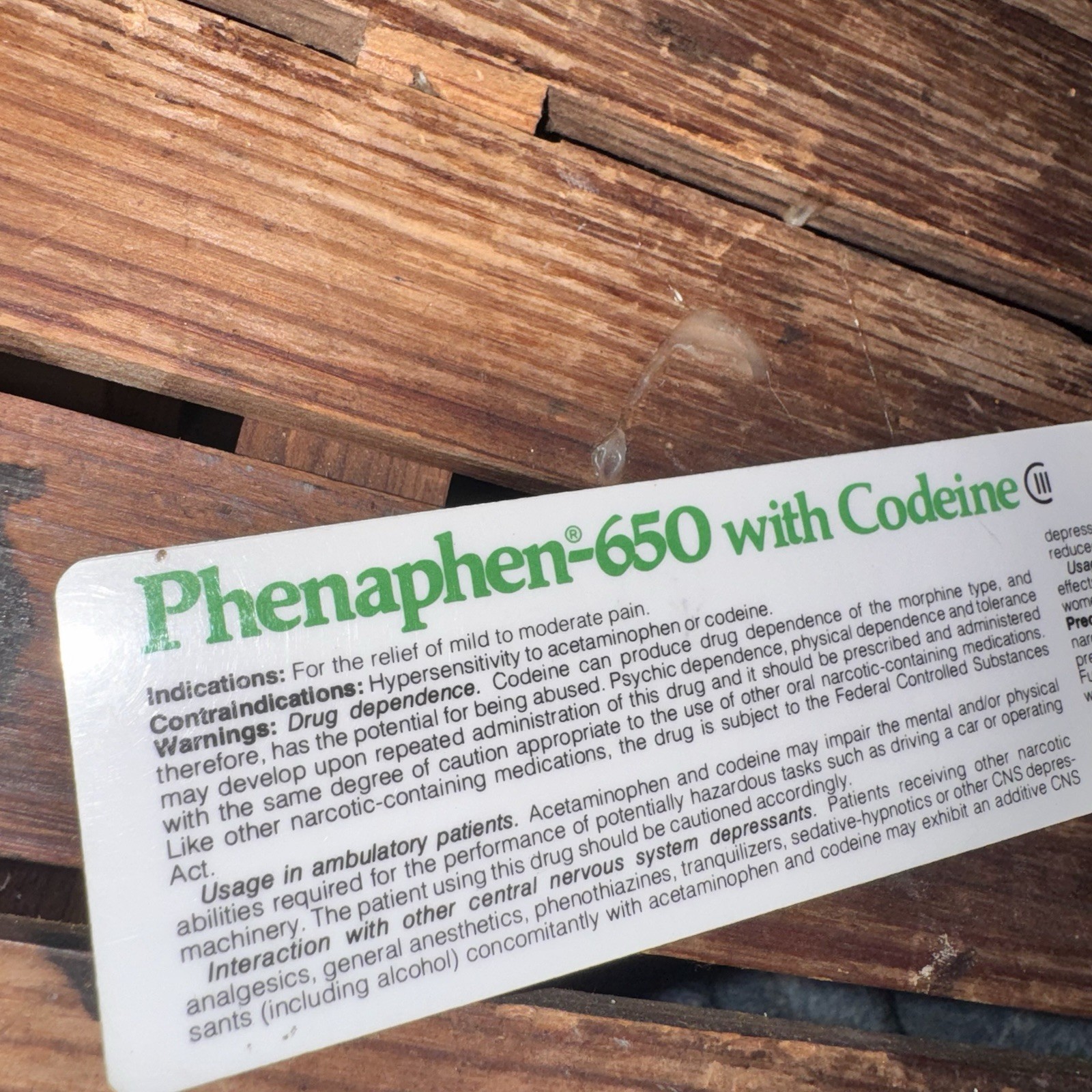 Vintage 1978 Phenaphen 650 w Codeine Drug Rep Ruler Pharmaceutical Medical Promo