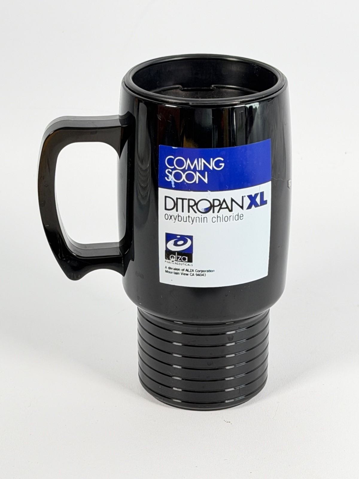 Vintage Ditropan XL Alza Drug Rep Promo Travel Mug Black USA 6.5″