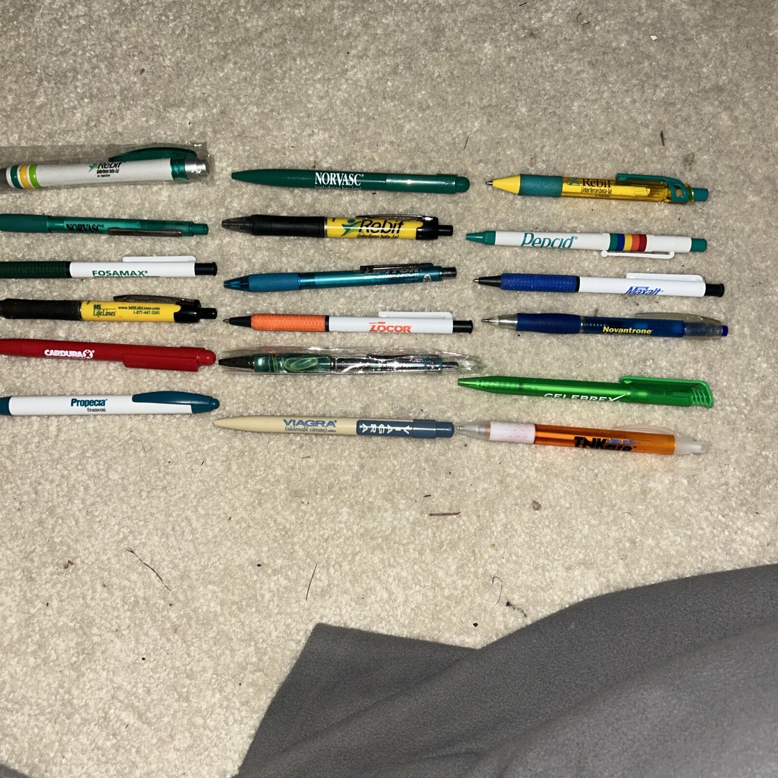 Lot of 18 Pharmaceutical drug rep pens. Viagra. Norvasc. Lipitor. Zocor. Pfizer