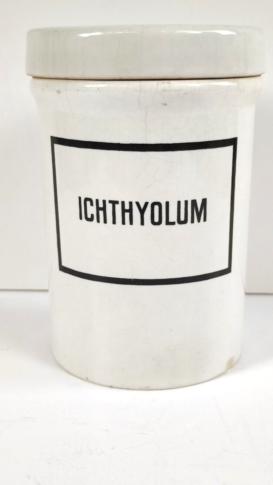 DITMAR-URBACH Czeshoslovakia Glazed Ceramic Apothecary Jar, ICHTHYOLUM, 1930’s
