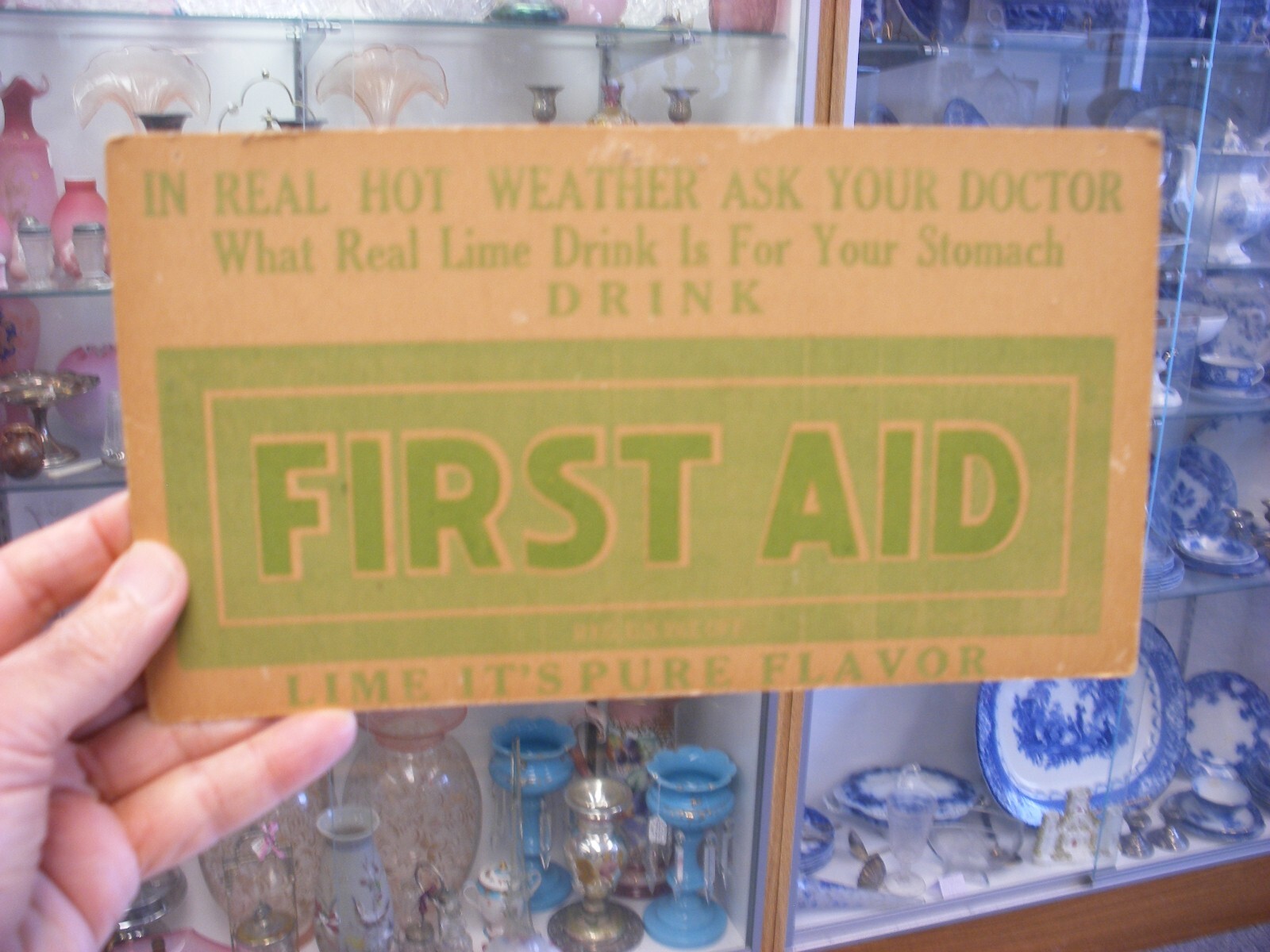 Vtg Medical & Pharmacy Quack Cure – First Aid Lime Drink Advertising Sign
