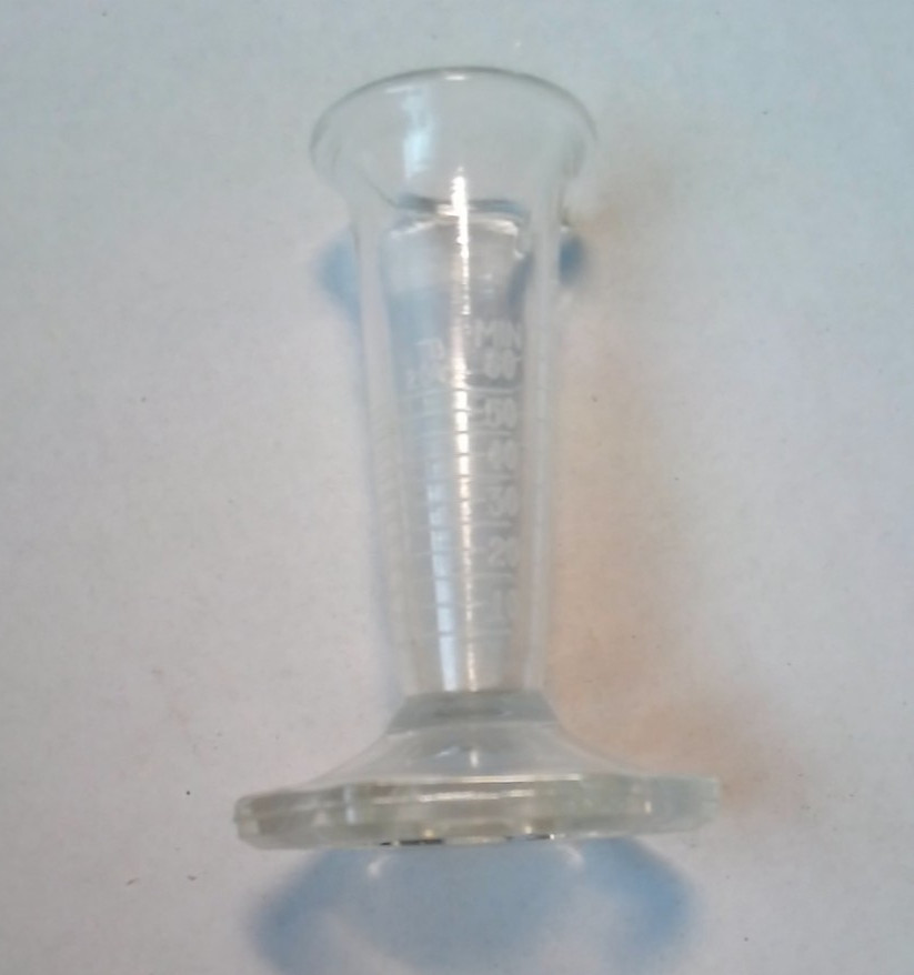 Vintage 5ml-60 minim’s Glass Footed Apothecary Measuring Conical Graduated Spout