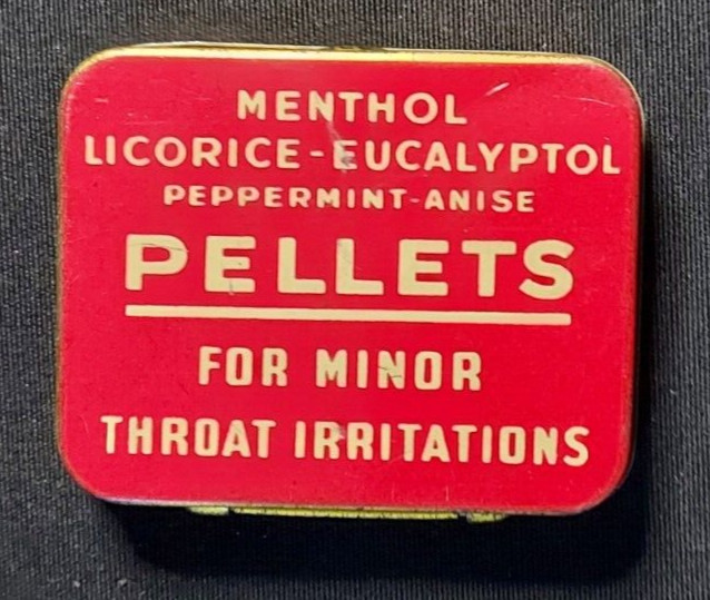 Advertising Medicine Tin HELPS Throat Pellets National Licorice Co Brooklyn NY