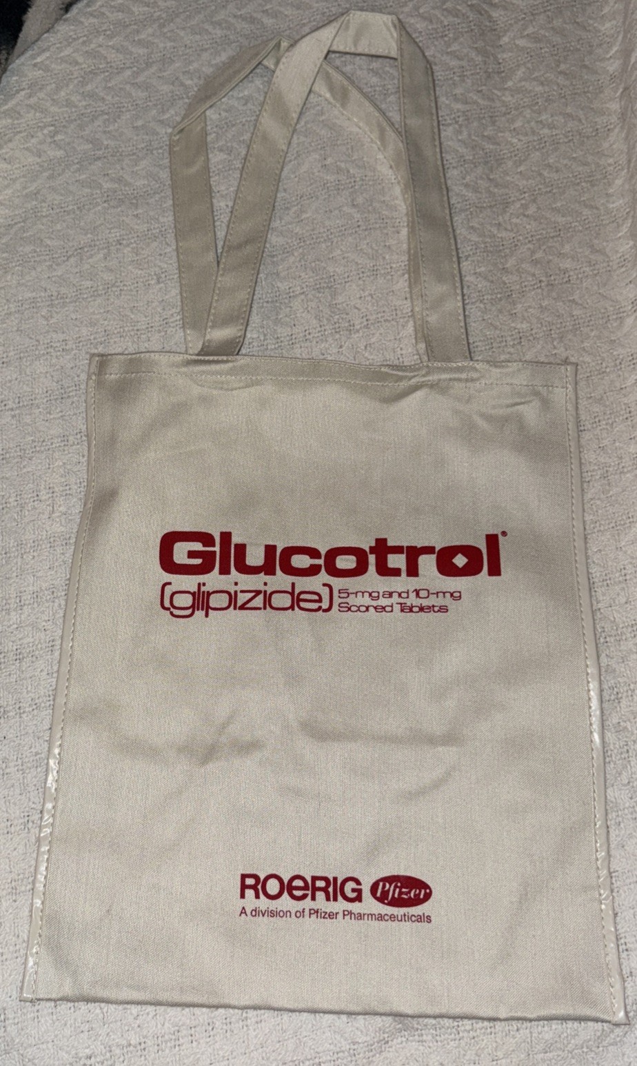 Glucotrol Glipizide Tote Bag Canvas Drug Rep Pharmaceutical Promo Advertising