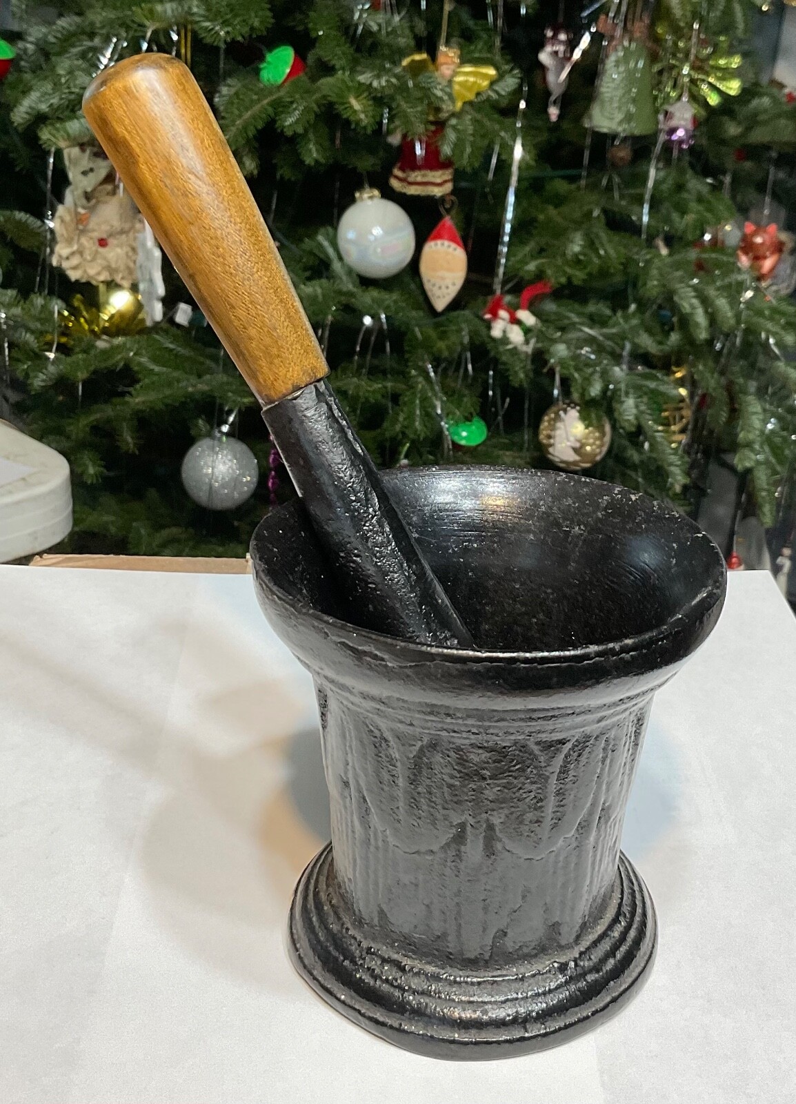ANTIQUE CAST METAL STEEL MORTAR PESTLE GRINDING BOWL CHEMIST APOTHECARY