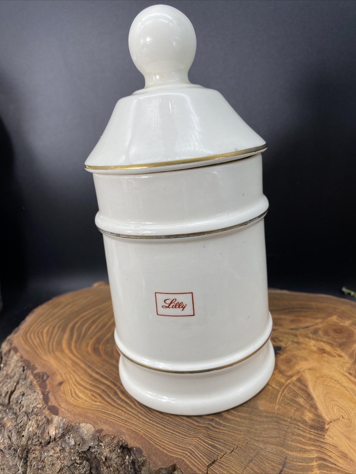 VTG Darvocet N 100 Porcelain 7”Apothecary Jar Lofisa Lilly Pharmaceutical Darvon