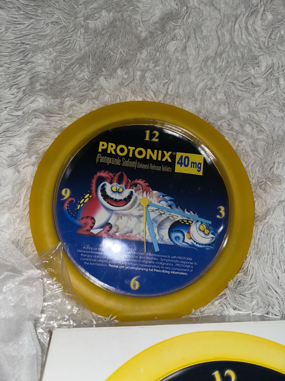 Protonix Blue Monster Pharmaceutical Rep Giveaway Medical Plastic Clock 11.5″