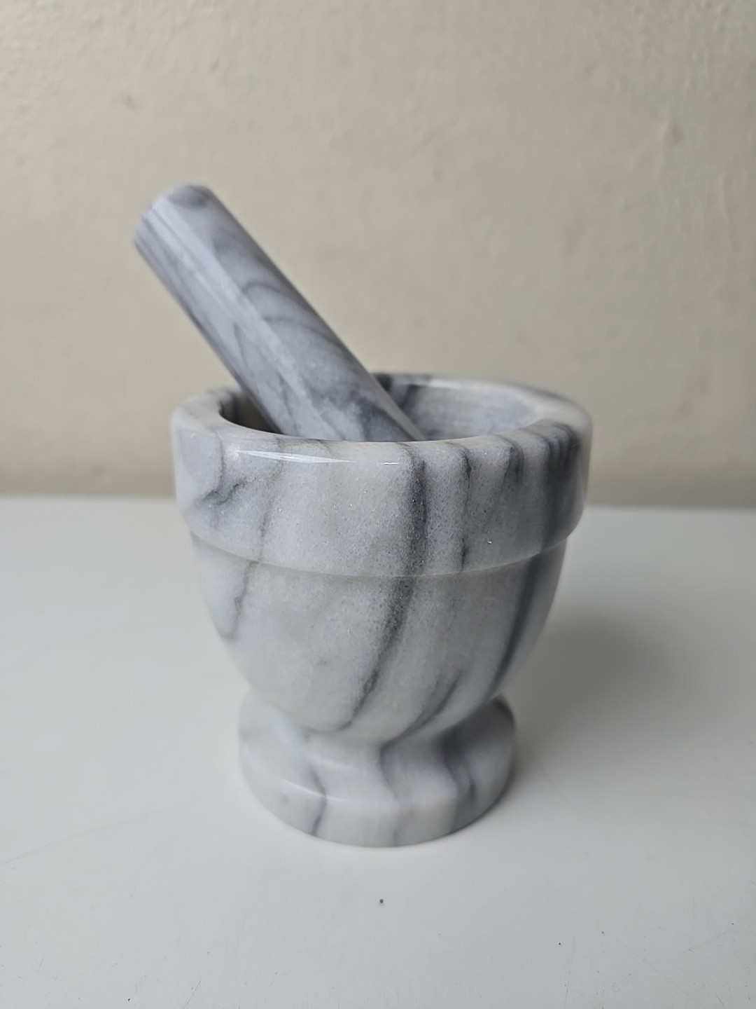 Marble Footed Mortar & Pestle Apothecary Pharmacy Medicine Herb Spice Grinder 4″