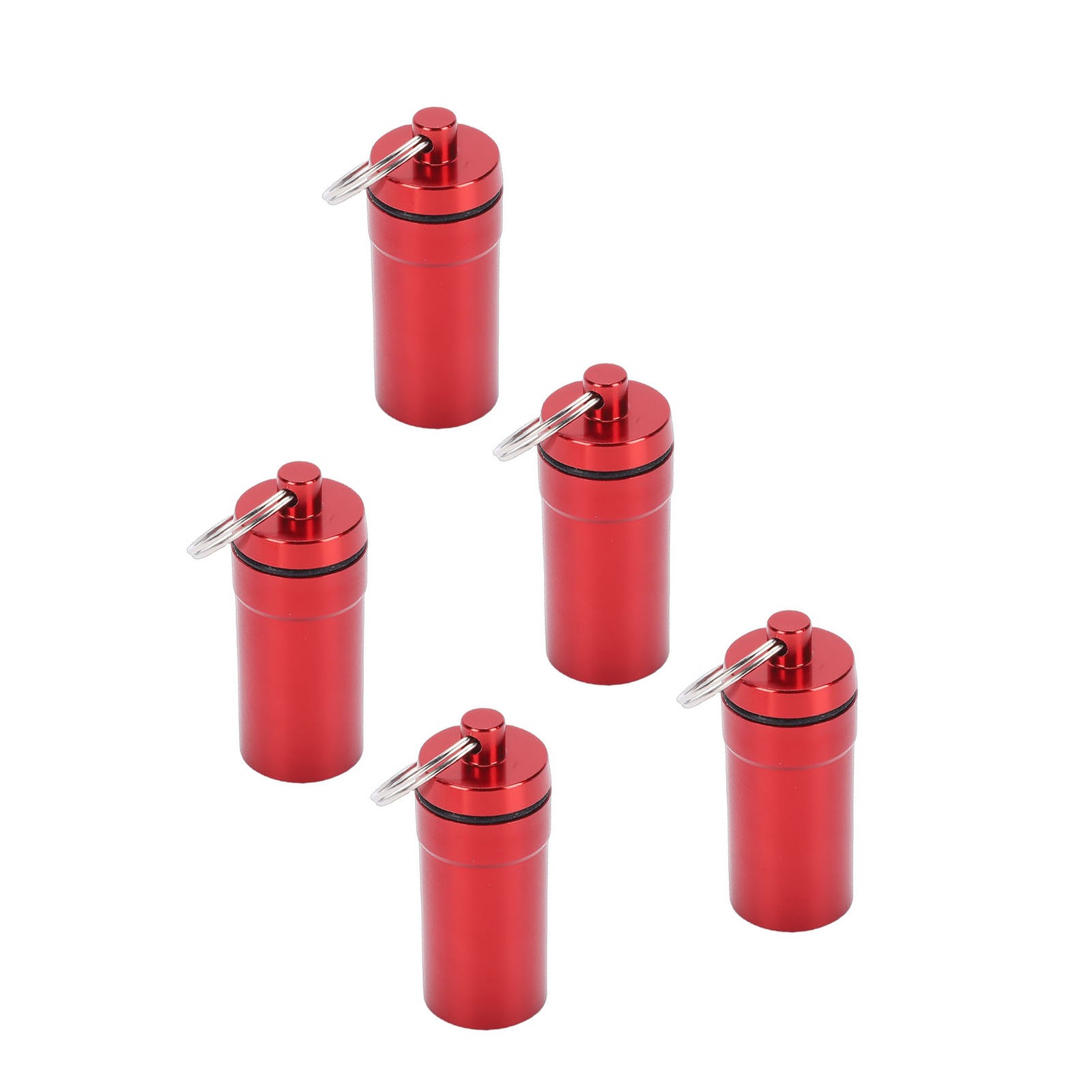5pcs Mini Keychain Tablets Case Water Proof Outdoor Tablets Container Red