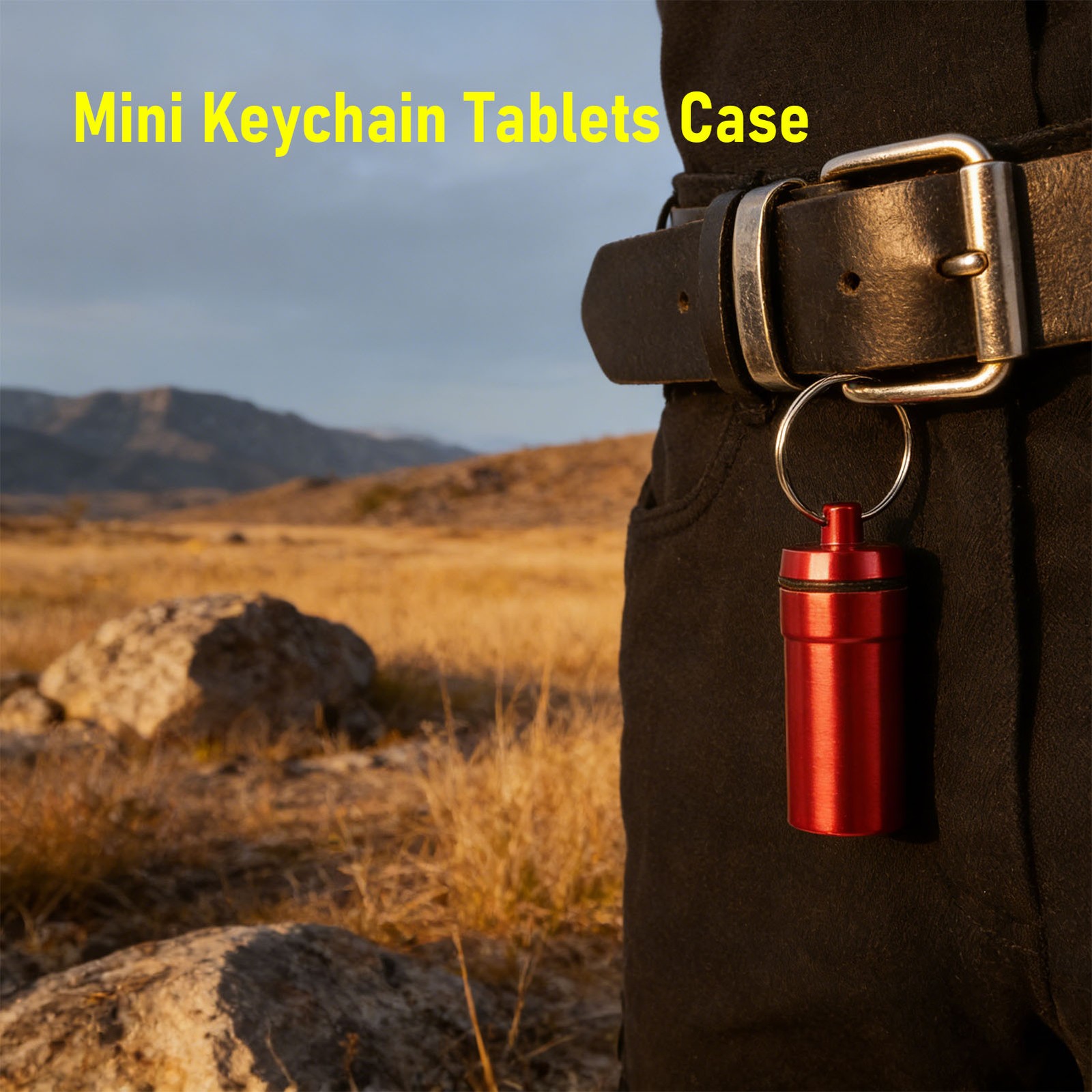 2-5pcs Mini Keychain Tablets Case Water Proof Outdoor Tablets Container Red