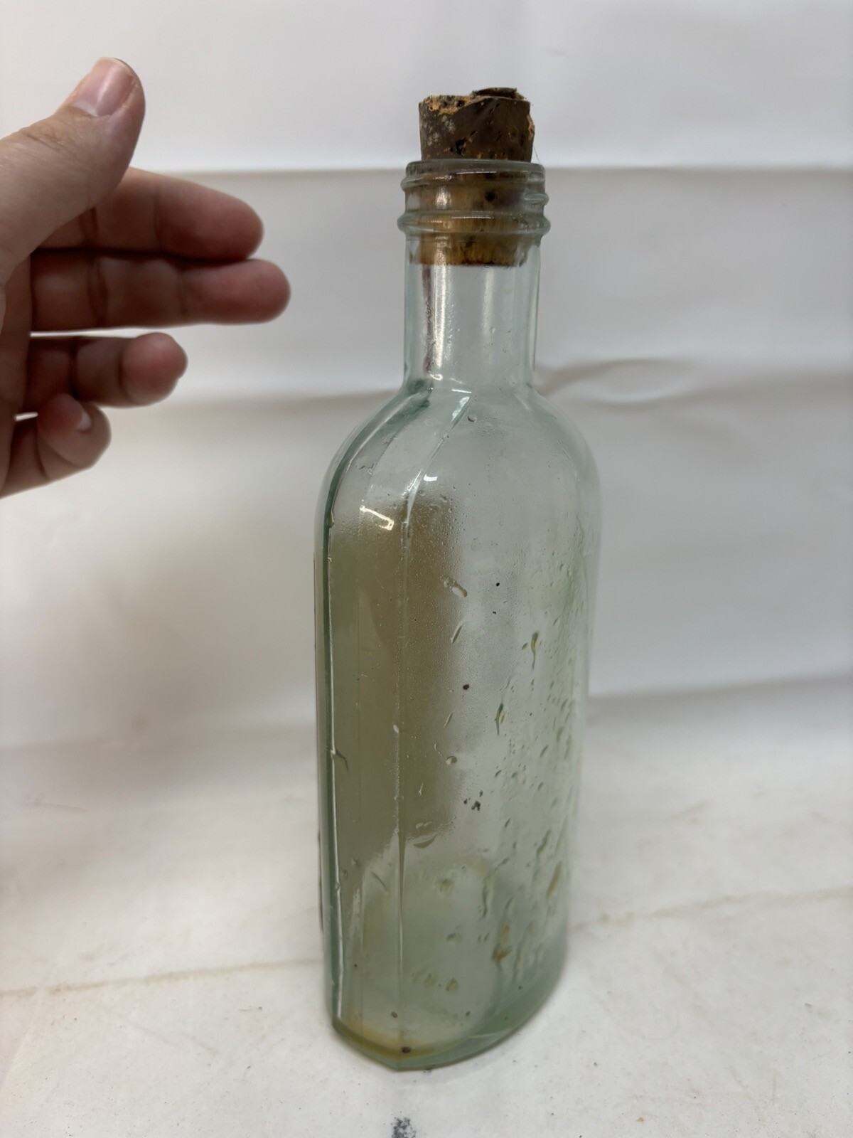 Vintage Blue Line Chemical Glass Medicine Bottle Label & Cork! THYMOLIDINE Pint