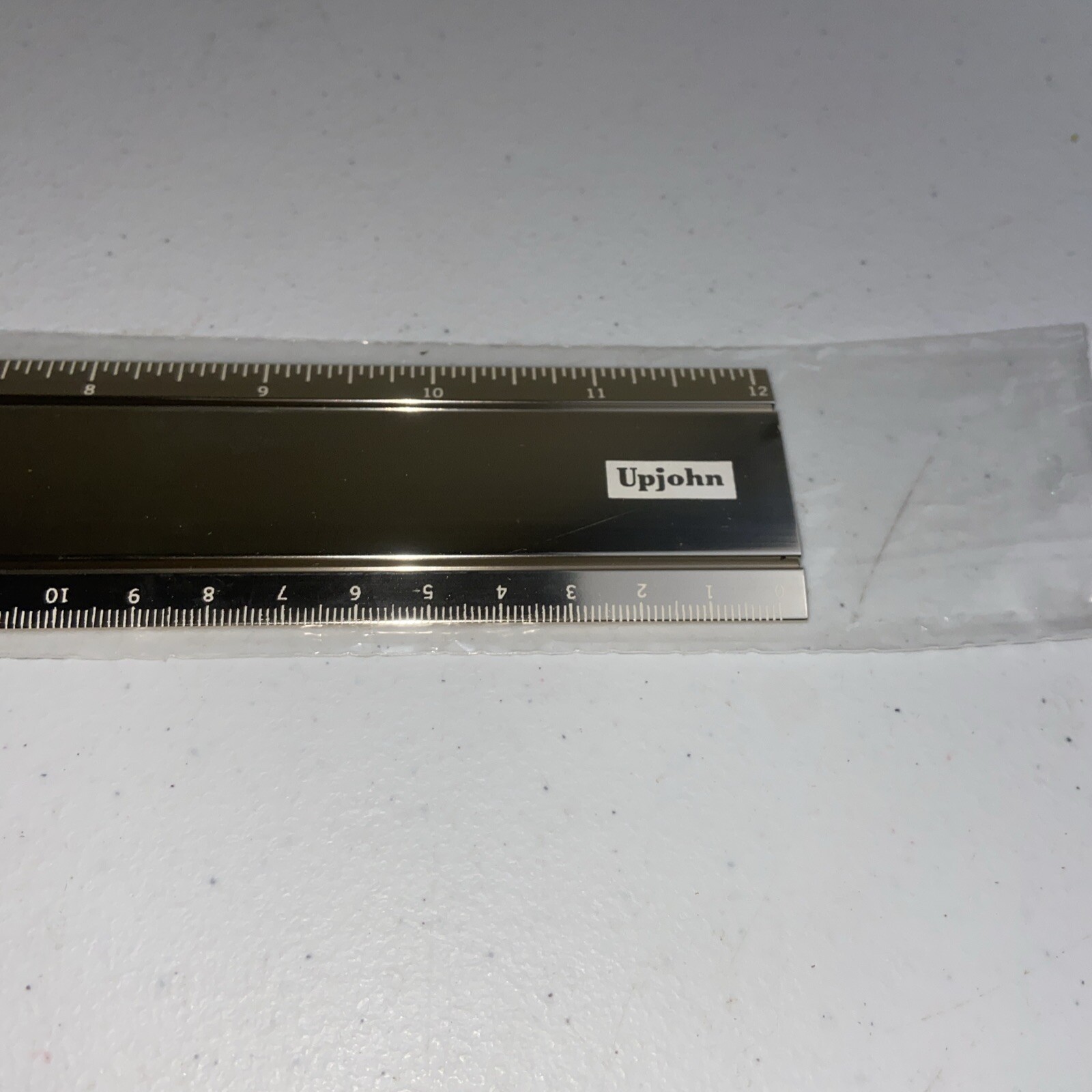 Aluminum Medical Ruler UPJOHN MICRONASE Advertising 12″ Collectible Gold