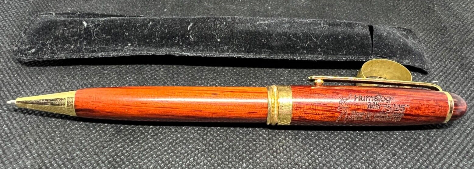 HUMALOG Wood & Metal Medical Drug Rep Pharmaceutical Pen Collectible Advertising