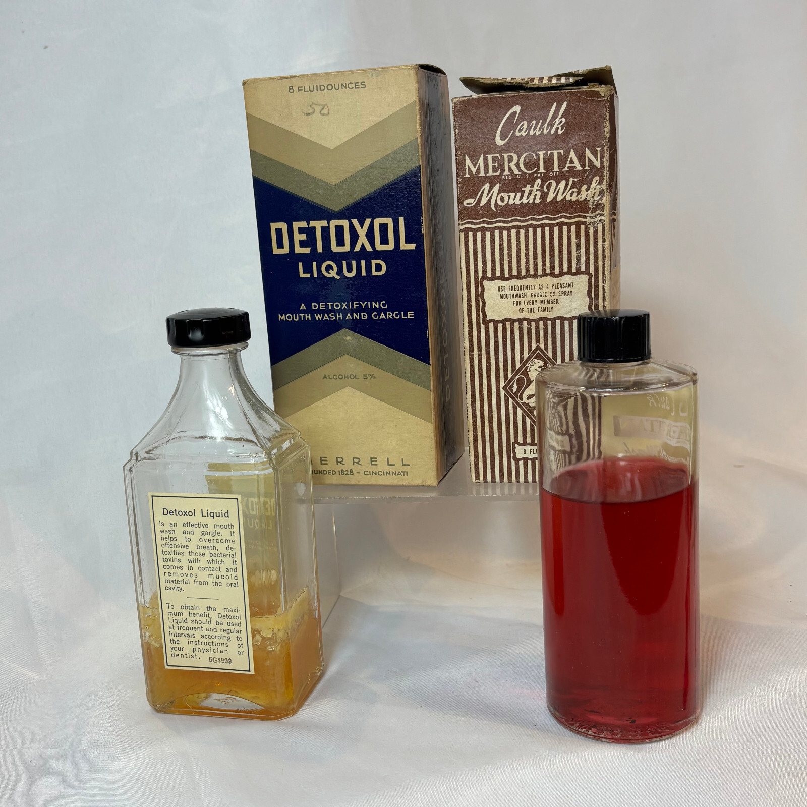 Vtg Detoxol & Mercitan Mouth Wash In Original Boxes
