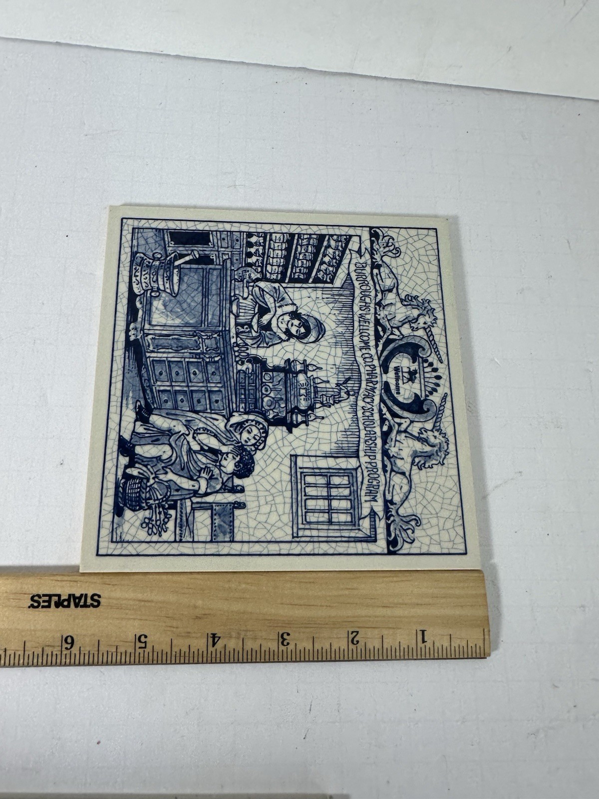 Vintage Blue Delft Tile Uroscopy Pharmacy Scholarship Program Apothecary 6 READ