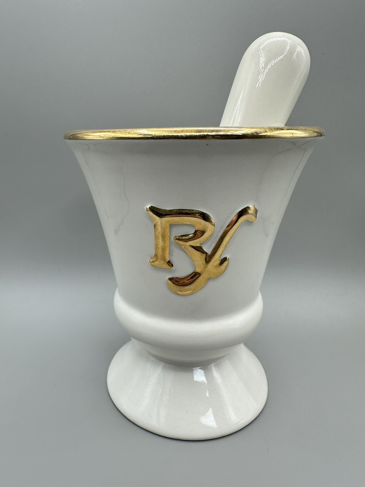 RARE Vintage Owens Illinois RX Porcelain Pharmacy Apothecary Mortar & Pestle Set