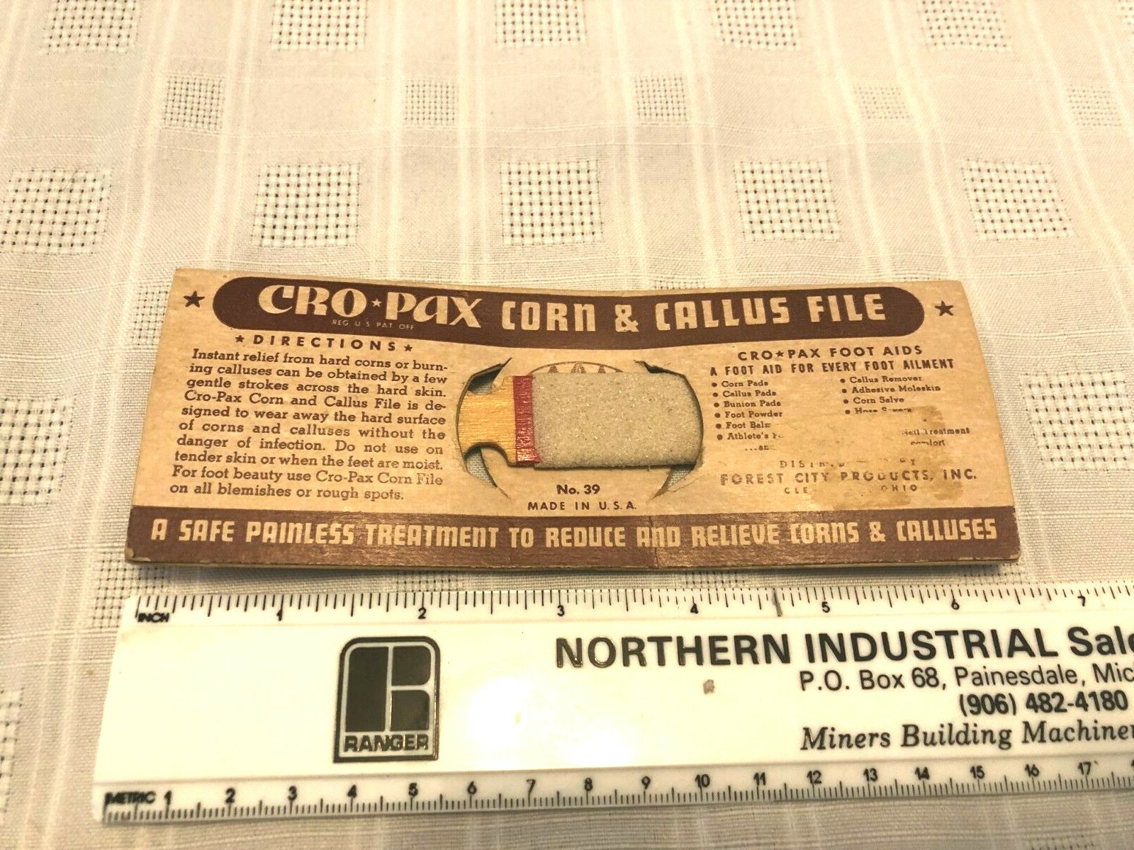 NOS Vintage Cro-Pax Corn & Callus File Unused New Old Store on Card
