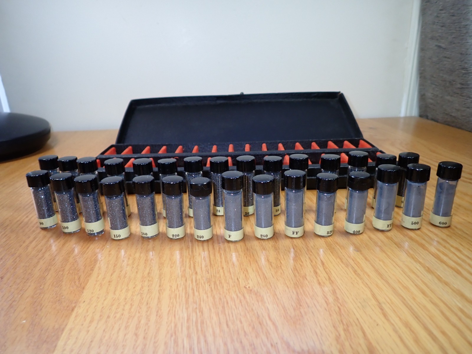 Vintage Rare Set of Carborundum Co. Sample Display Set of Grit Sizes