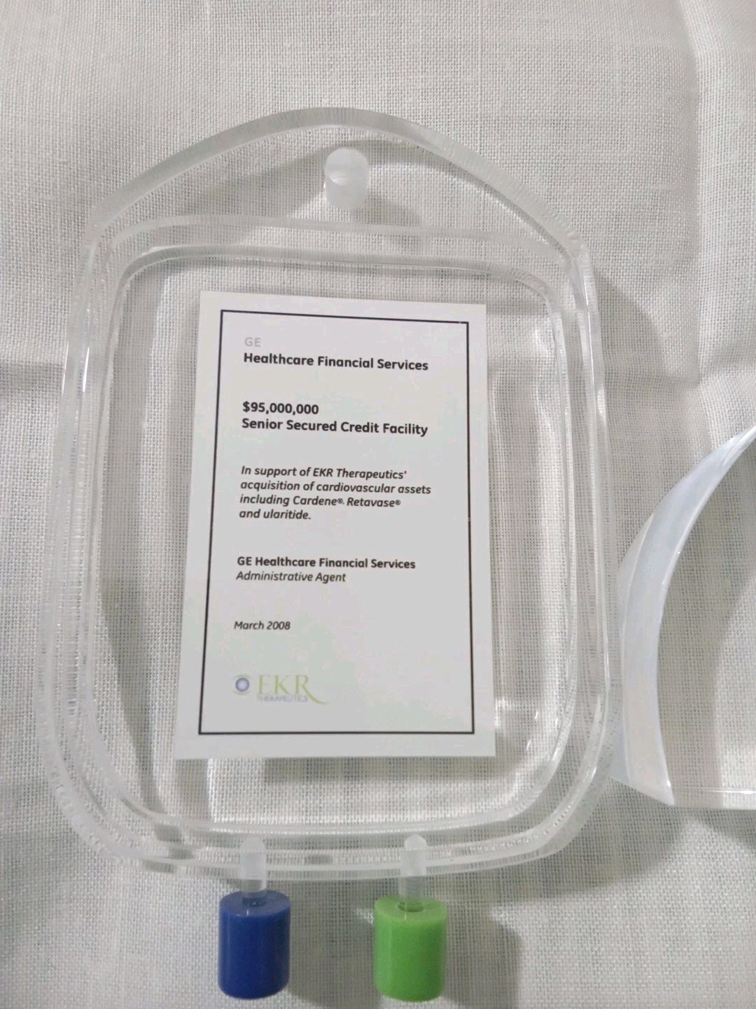 2008 Healthcare Financial Services Commemorative Acrylic Wall Plaque & GE Plaque