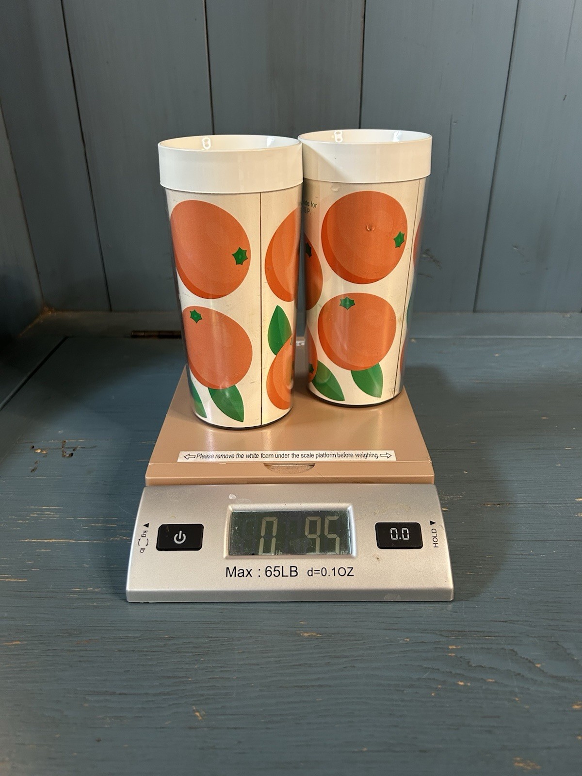 Vintage 1970’s Pharmaceutical Plastic Tumblers w/K-LOR RX Logo | Oranges