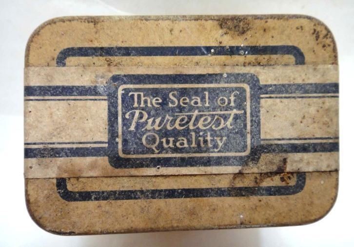 antique EPSOM SALT TIN w CONTENTS rexall store UNITED DRUG CO uc1059