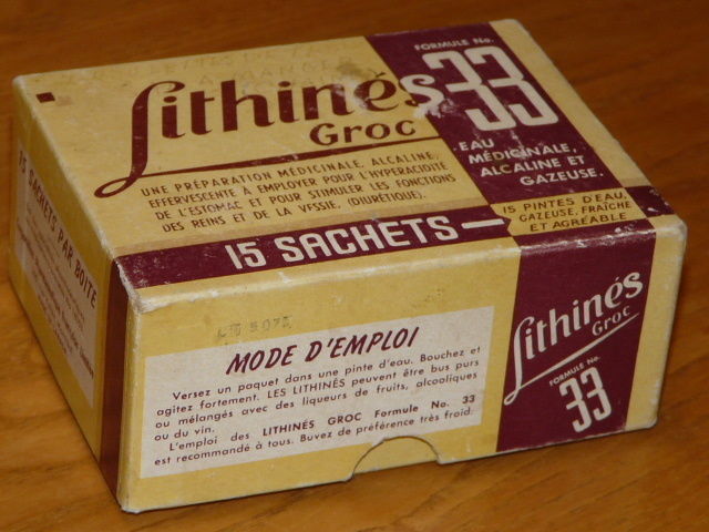 Vintage LITHINES Groc Formule No. 33 – Vintage Medicinal Water Bag Empty Box