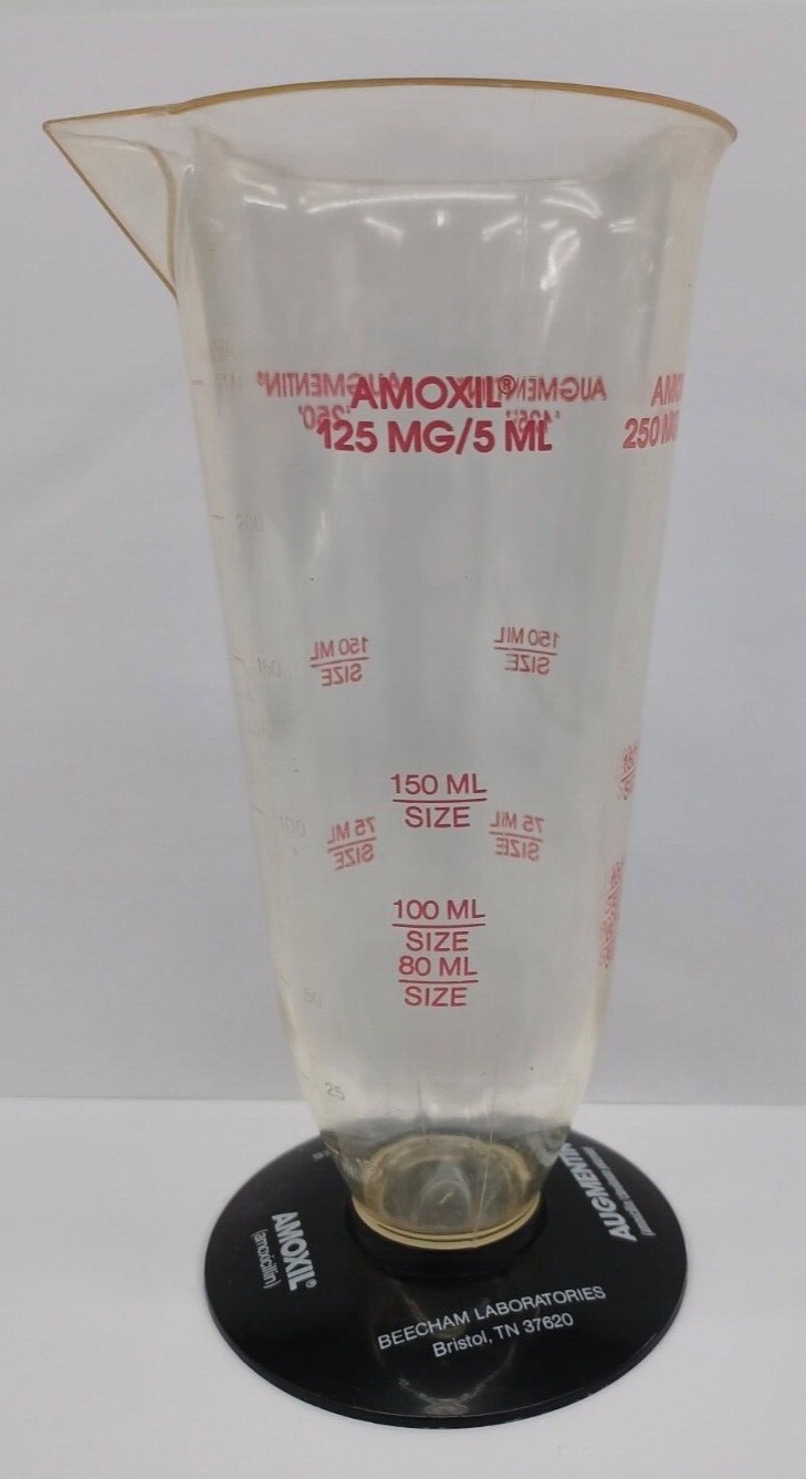 Augmentin Amoxil Plastic Graduated Cylinder Pharmaceutical Drug Rep Advertising