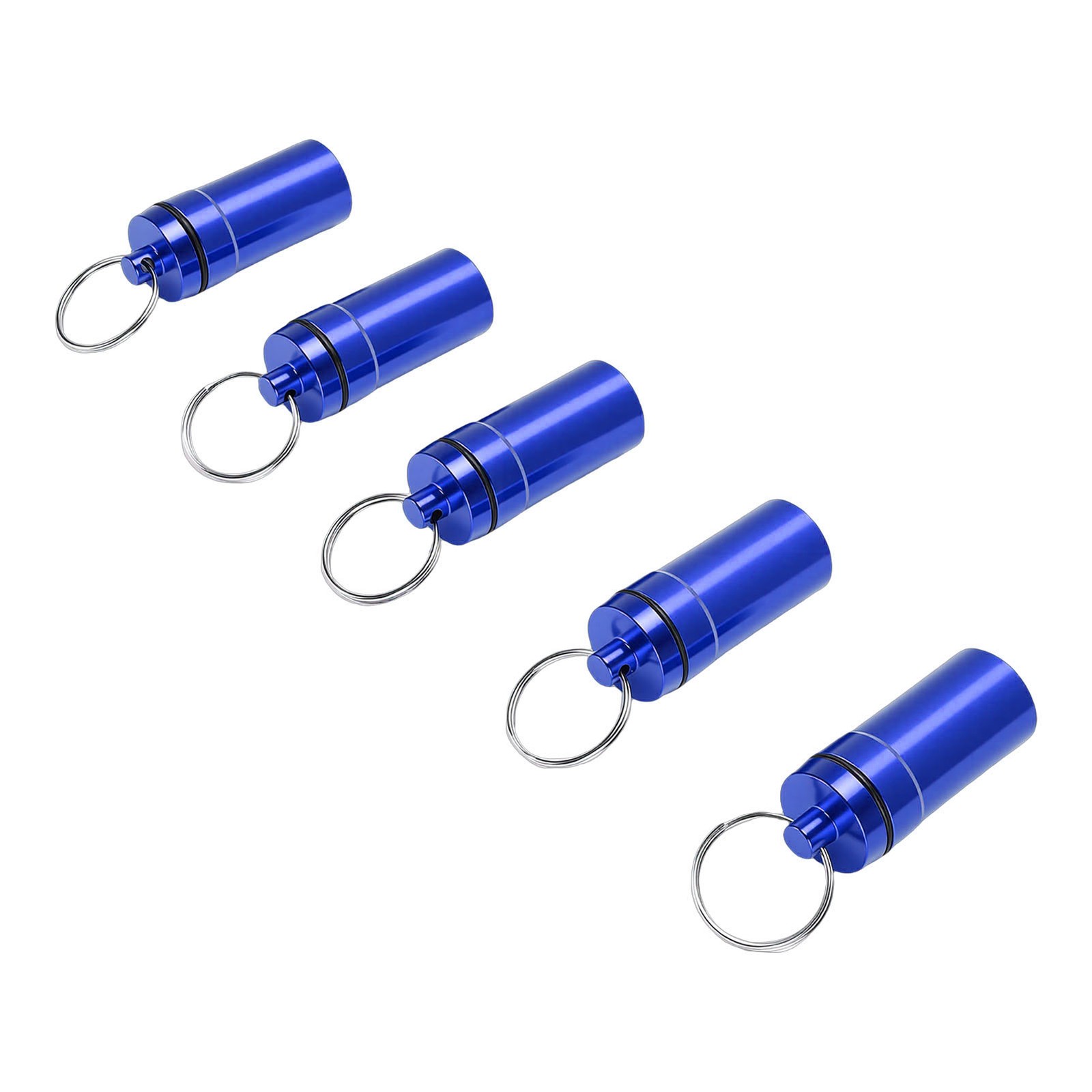 2-5pcs Mini Keychain Tablets Case Water Proof Outdoor Tablets Container Blue