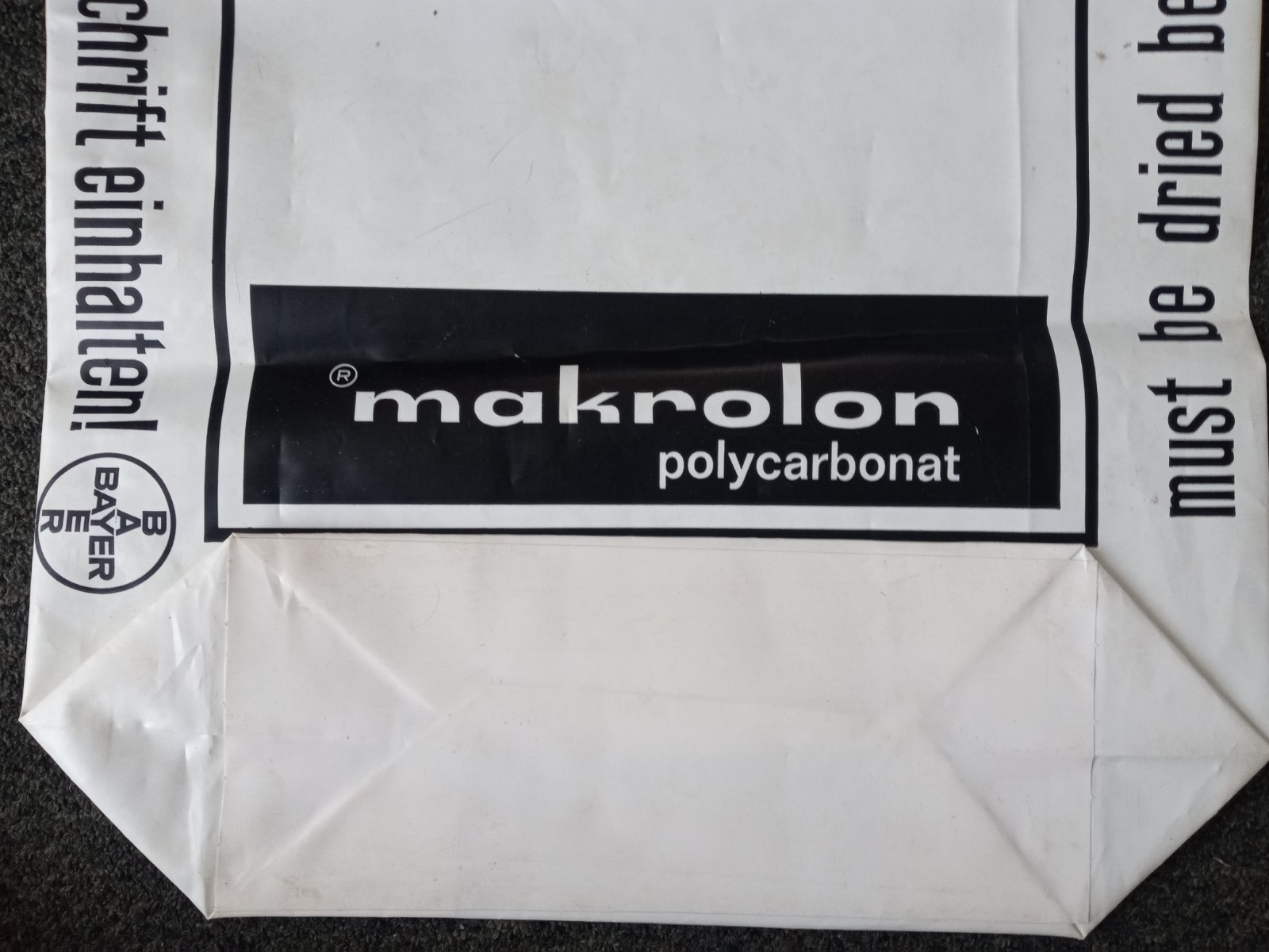 Vintage BAYER Pharmaceuticals Makrolon Polycarbonat Chemical Compound Bag 1970s