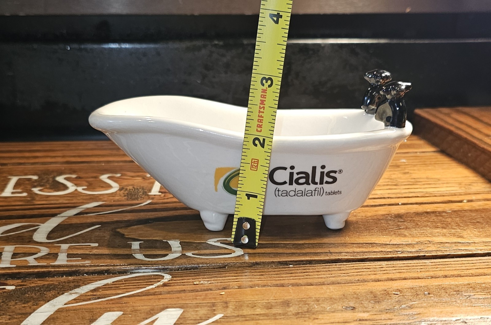 Pharmaceutical Cialis Ceramic Bath Tub Promo Novelty Trinket Soap Dish