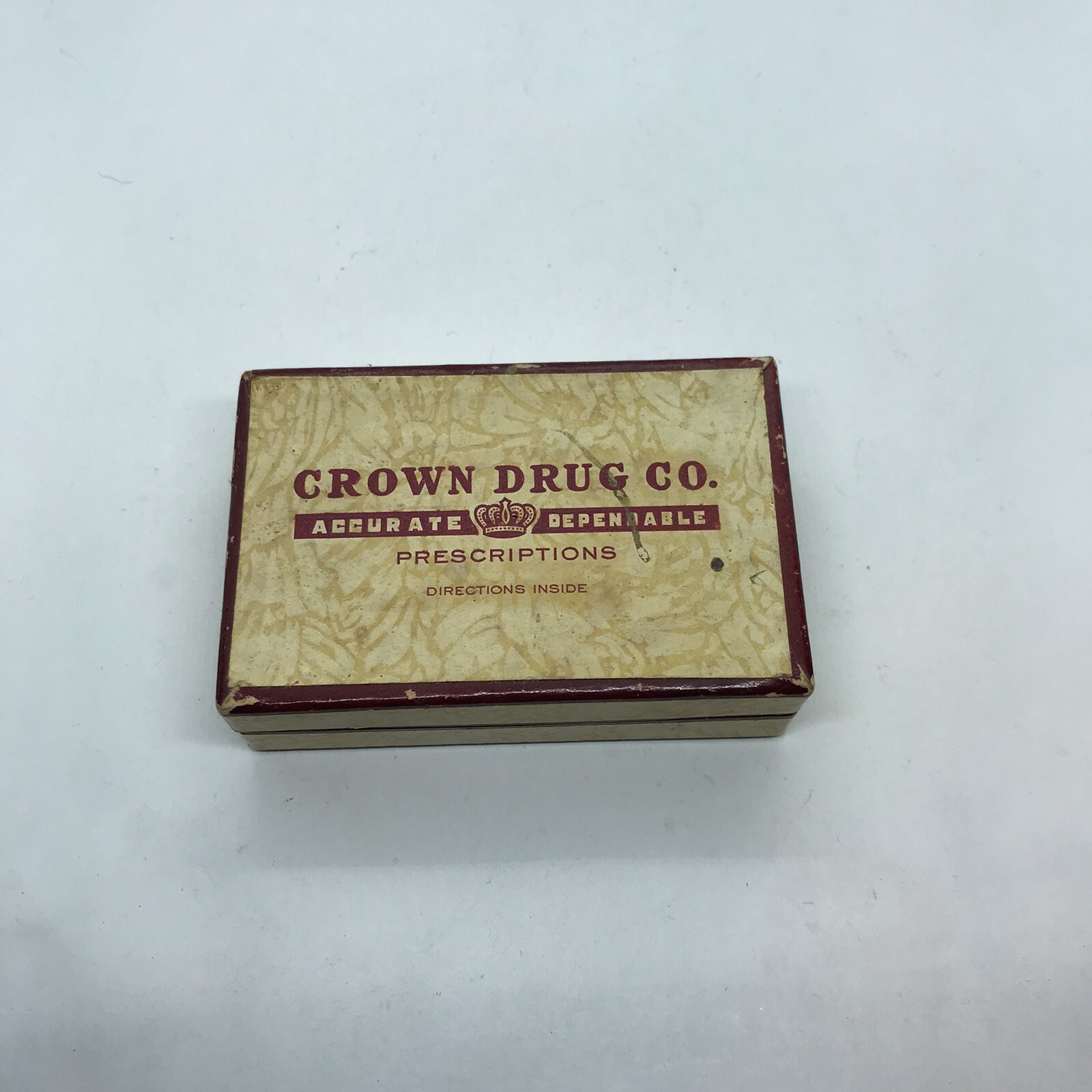 Vintage Crown Drug Co Pharmacy Prescription Pill Box 1950s Medicine Joplin Mo