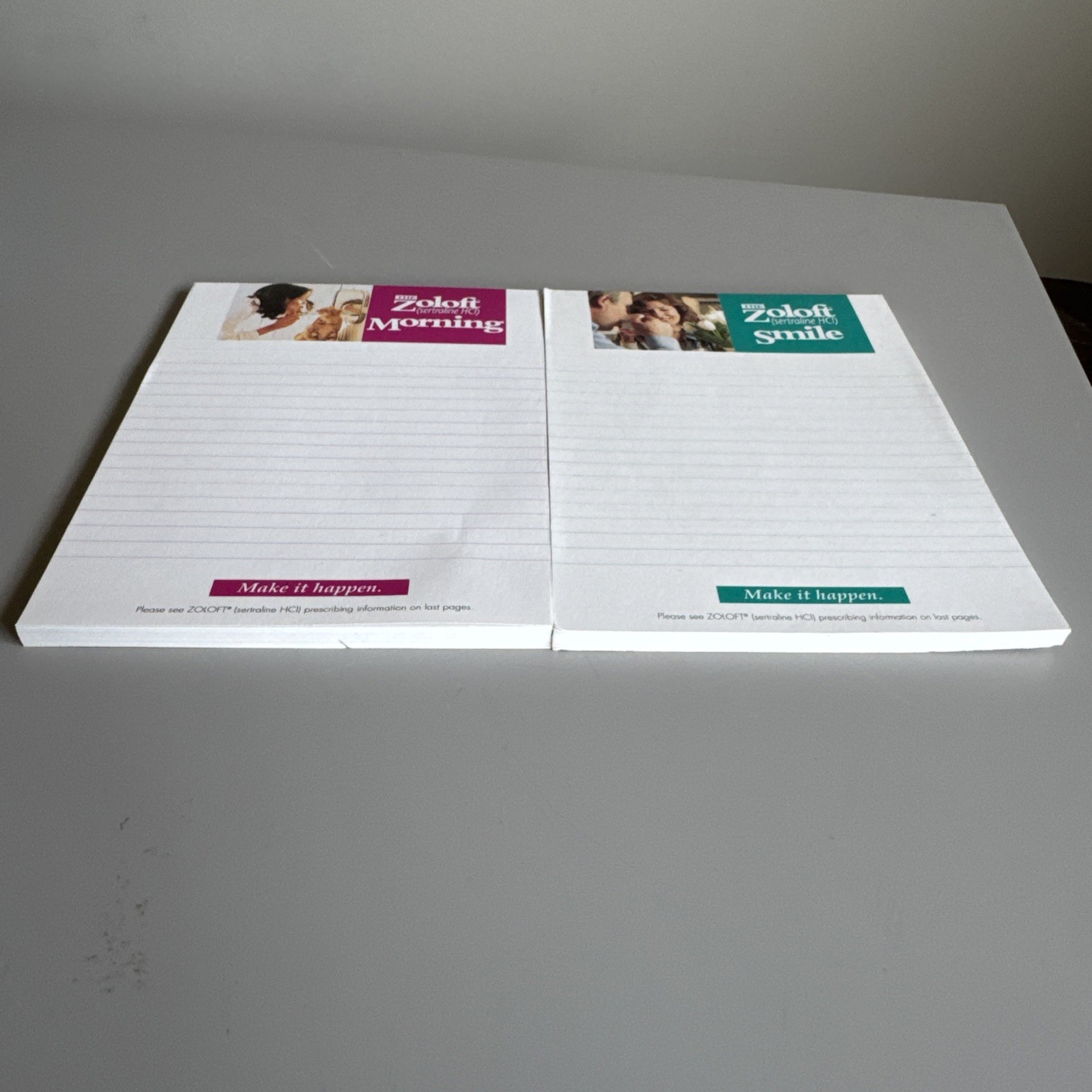 1996 Lot Of 2 Zoloft Pharmaceutical Notepads Advertising Promo drug Rep