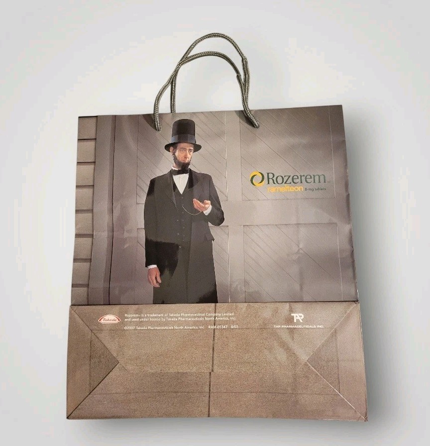 Vintage Rozerem Ramelteon Ad Collectible Gift Bag Pharmaceutical Drug Rep NEW