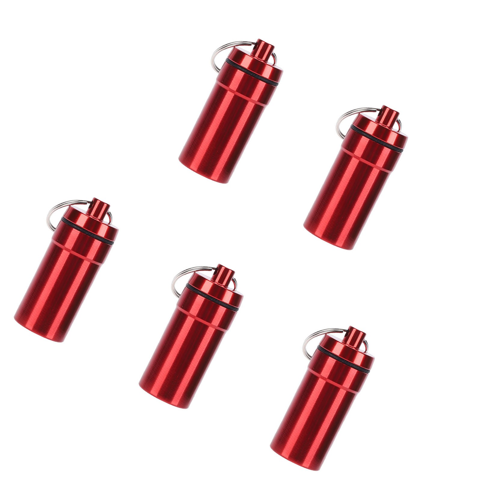 2-5pcs Mini Keychain Tablets Case Water Proof Outdoor Tablets Container Red
