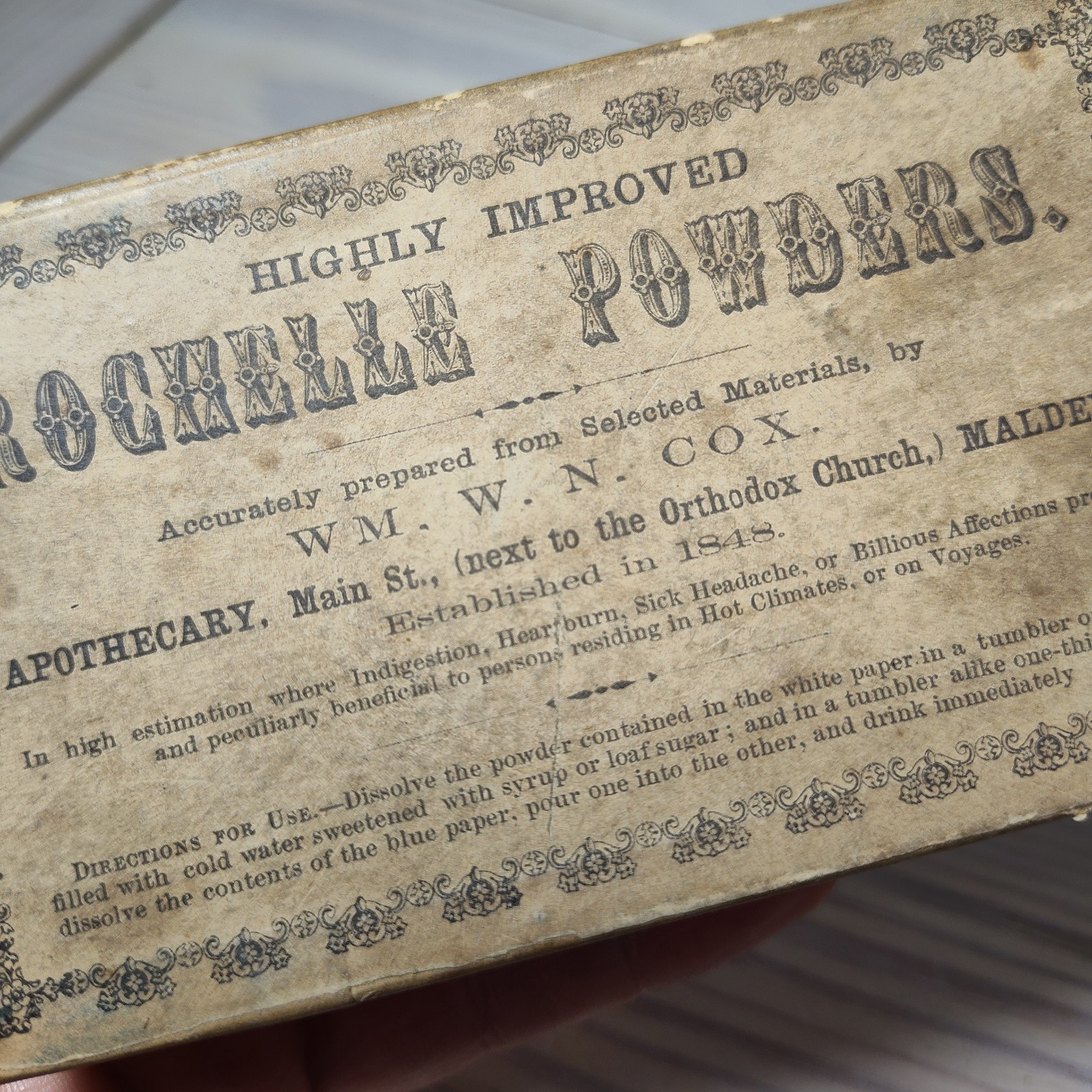 Antique 1900s Pharmaceutical Drug Box Rochelle Powders Empty Vgc