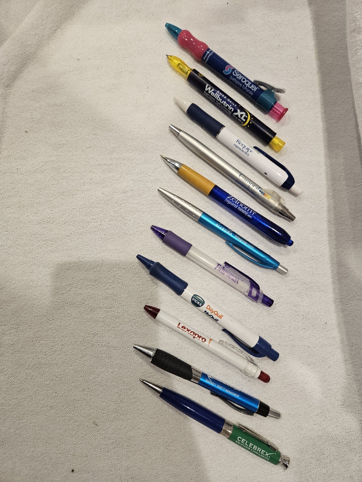 Vintage Pharmaceutical Drug Rep Pens!! Seroquel Lilly Adverts! Lot Of 11 Collect