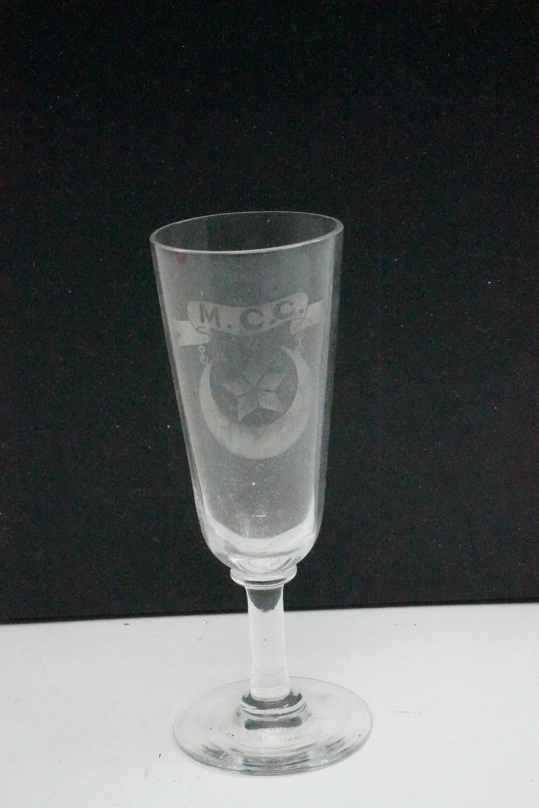 Apothecary Dose Measurement Glass Cup Etched M.C.C